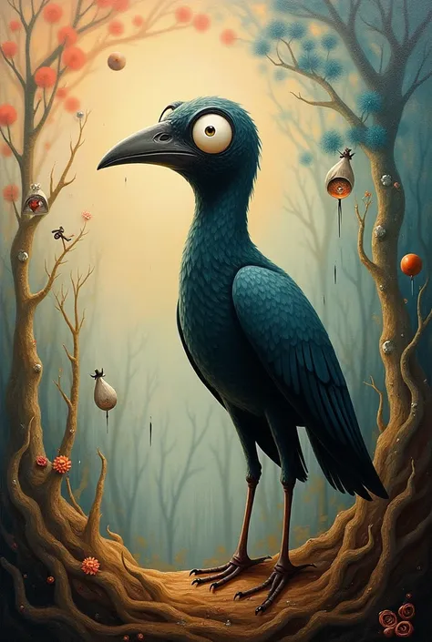 Curious bird surrealism painting 