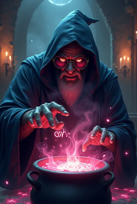 Make a scary wizard using clubbing glasses and creating a portion with a name coming out of it that says DJ Davi zs, no mistakes in the lyrics