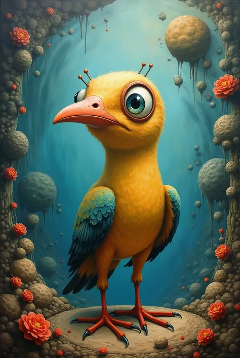 Curious bird surrealism painting 