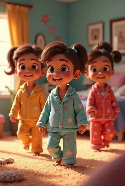 An animated image of young people in pajamas


