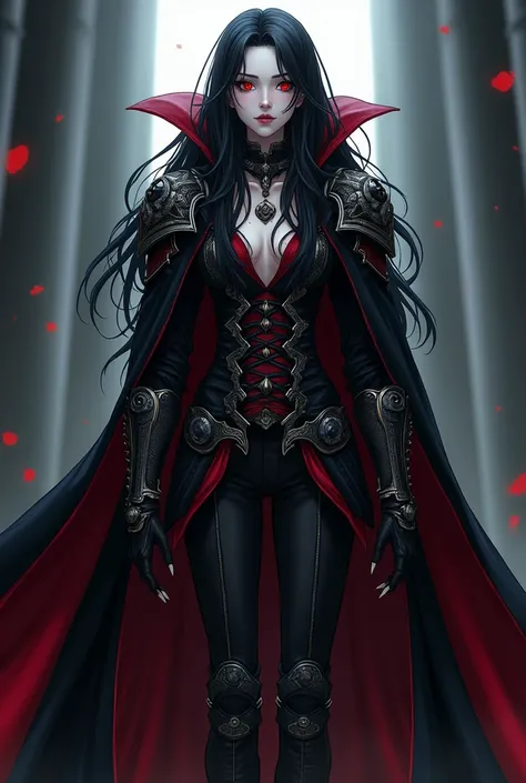 the anime style vampire man, has a striking and intimidating appearance. His skin is pale as snow, contrasting sharply with her scarlet eyes, that shine with a fierce intensity, capable of intimidating anyone who crosses their path. Her long black hair is ...