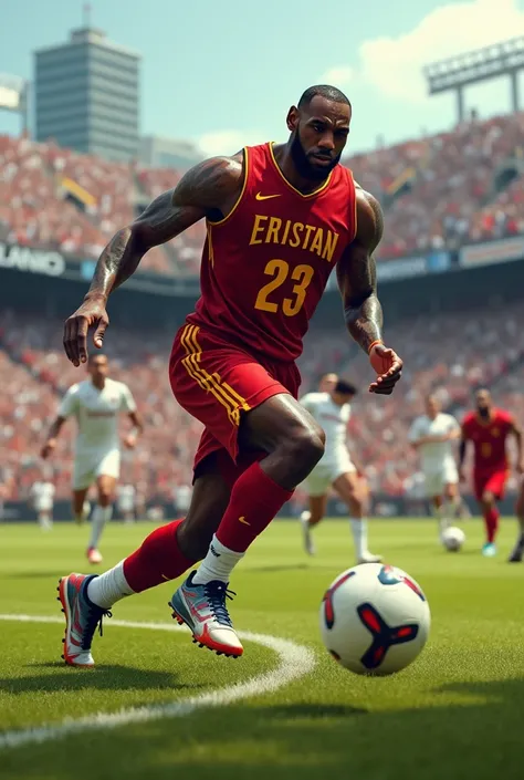 Lebron James plays soccer