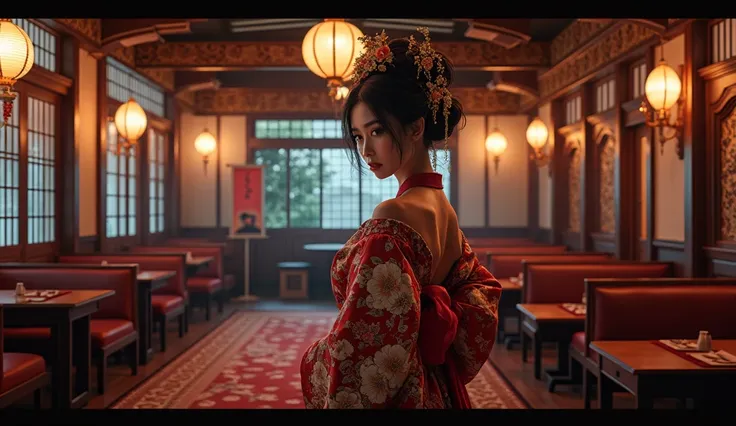 Top quality, 8k, ultra-detailed, masterpiece, beautiful details, night atmosphere, gorgeous Edo style brothel, gorgeous decor reminiscent of a courtesan, scenery