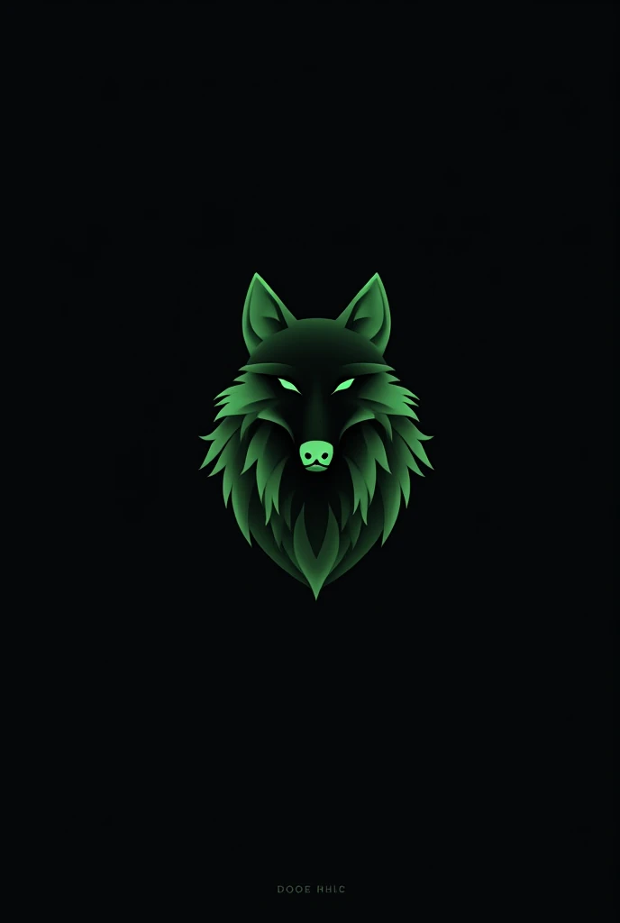 Design a logo that says "Norwegian Wolves", have a black background, have a minimalist wolf design and green designs