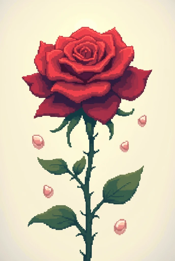 Pixel art rose with falling petals