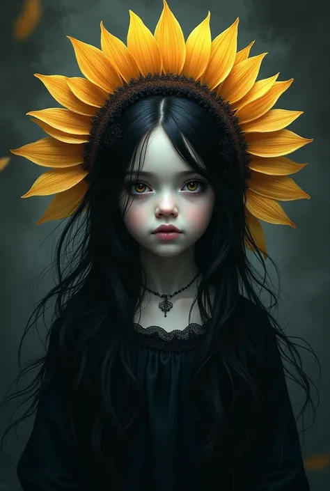 Generate me a logo of a girl sunflower inspired by vangoth 