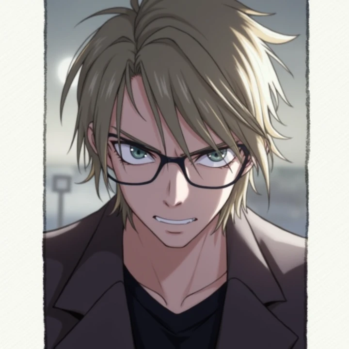 A fierce face with cool glasses, anime style