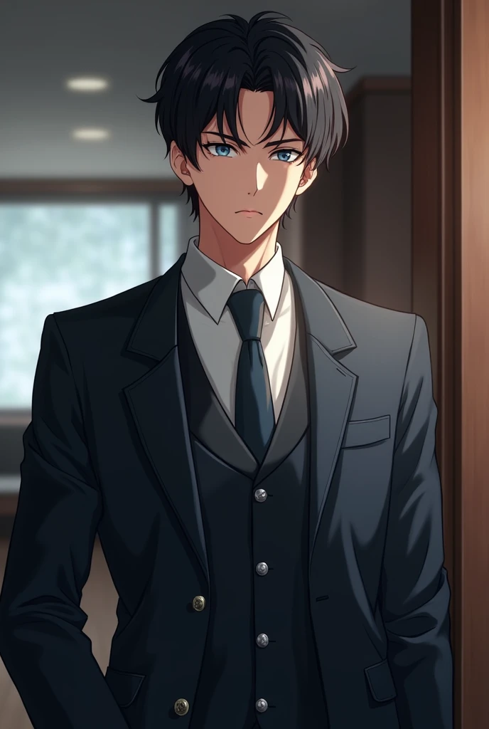 Trans Male, 2, cant get pregnant (infertile and bottom surgery), has a decently medium sized breast, 6 inch dick, short black hair, light blue eyes, wears a binder under a suit