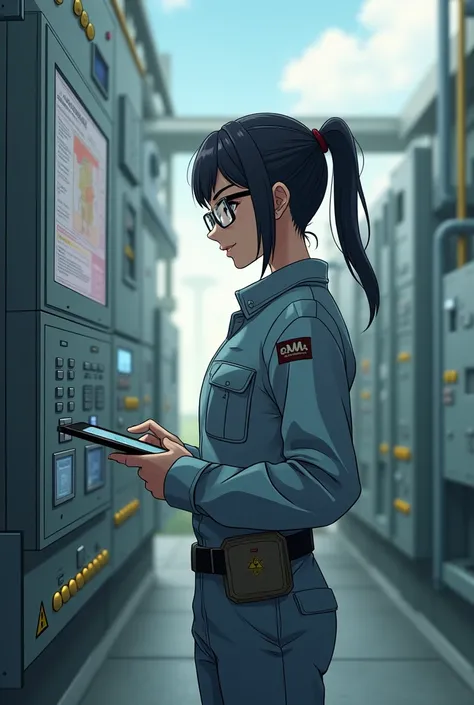 Nerd woman  anime  woman  technician   nunclear plant