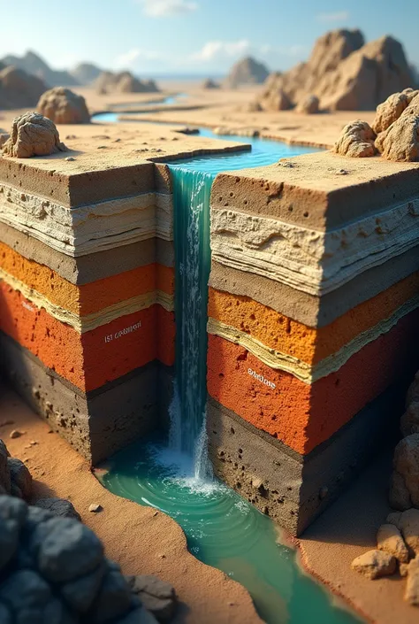 formación está compuesta por capas delgadas of sandstone, shale and limestone, which makes it difficult for oil to circulate and hydrocarbons to be extracted, but the layers and their labels can be seen, for example layer one, of sandstone, etc