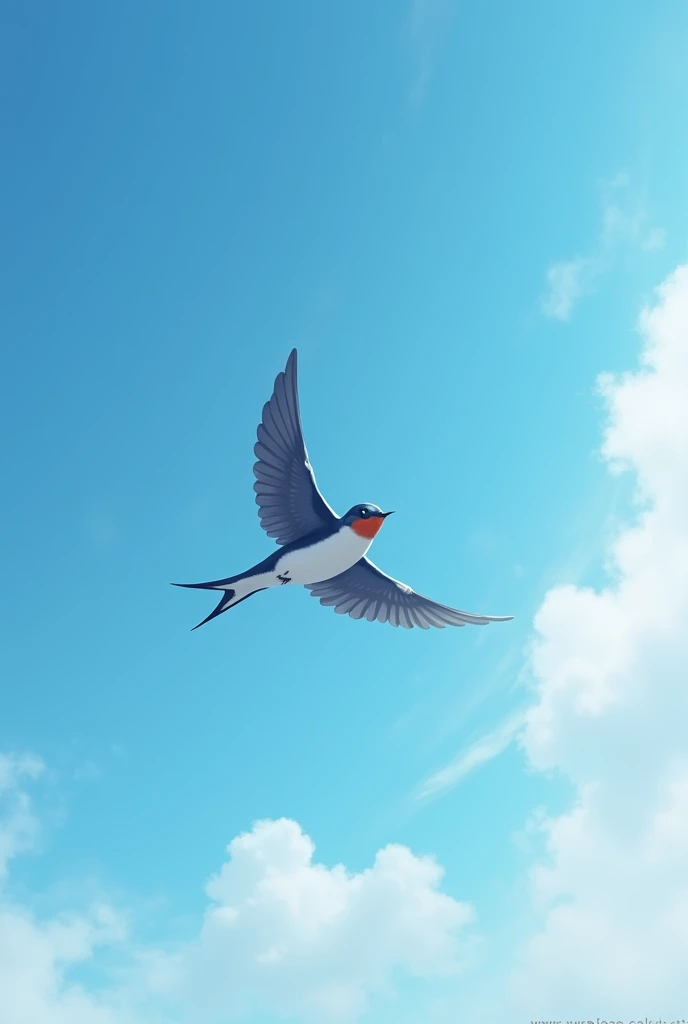 Generate a picture of a (Swallow) flying  in the beautiful sky