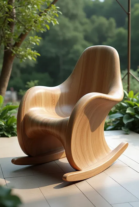 Design me a rocking chair in an organic style, that it is a unique design 