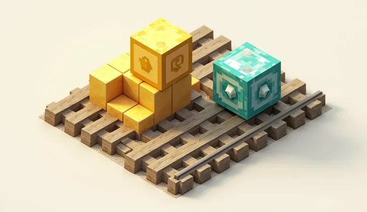 Make a thumbnail on Minecraft included gold blocks Diamond block and railway track