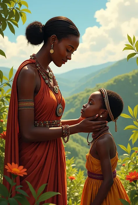 A kikuyu  lady  giving  her  kikuyu  daughter  blessing  