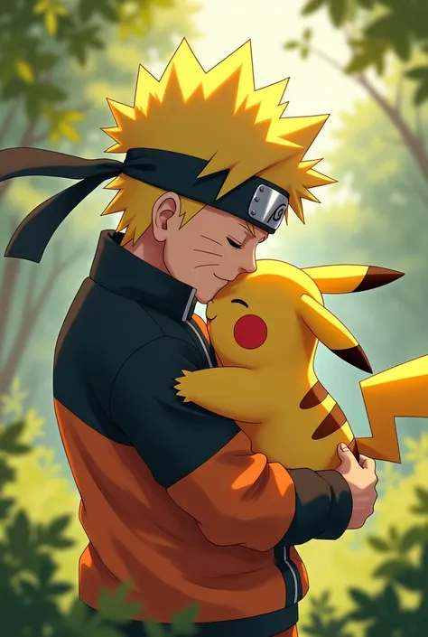 Naruto hold pikachu kiss