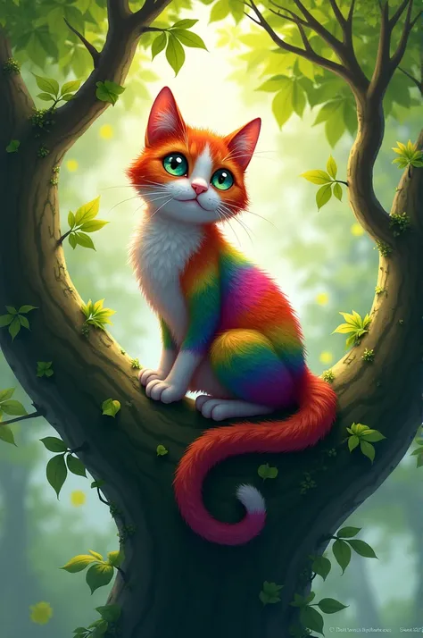 A colourfull cat in tree