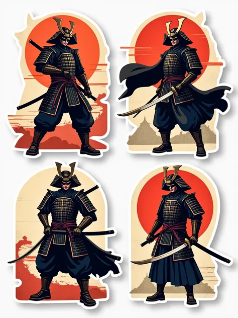 4 samurai stickers