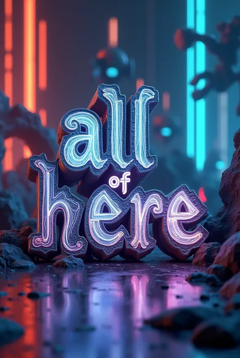 "all of here" decorated text with gaming background