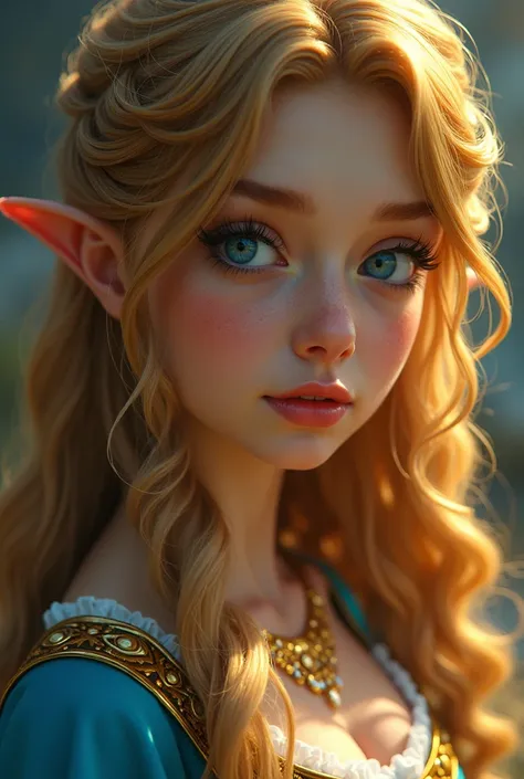 a beautiful detailed princess zelda, extremely detailed eyes and face, long eyelashes, intricate masterful digital painting, portrait, highly detailed, cinematic lighting, dramatic fantasy, vibrant colors, ethereal, epic, photorealistic, 8k, best quality