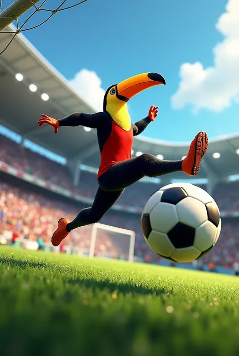 Toucan scoring a goal