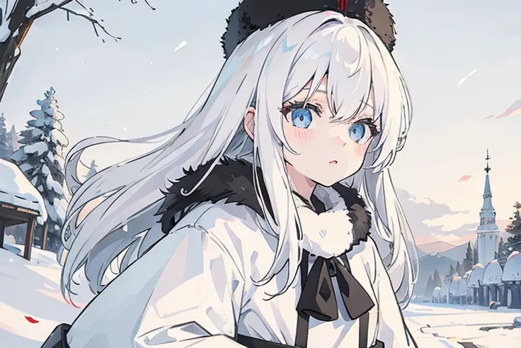 girl, white hair, russian, russian federation, st. petersburg, karelia's plains, leningrad oblasts, winter, white and black wint...