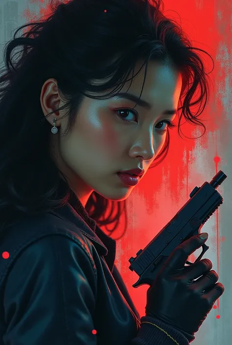 novel cover, The title is Marie. The genre are romance, thriller, action, drama. The main character is a woman agent from Korea, she has long black hair, and good body shape. The male lead is a maniac killer from France, he is handsome and tall. The male l...