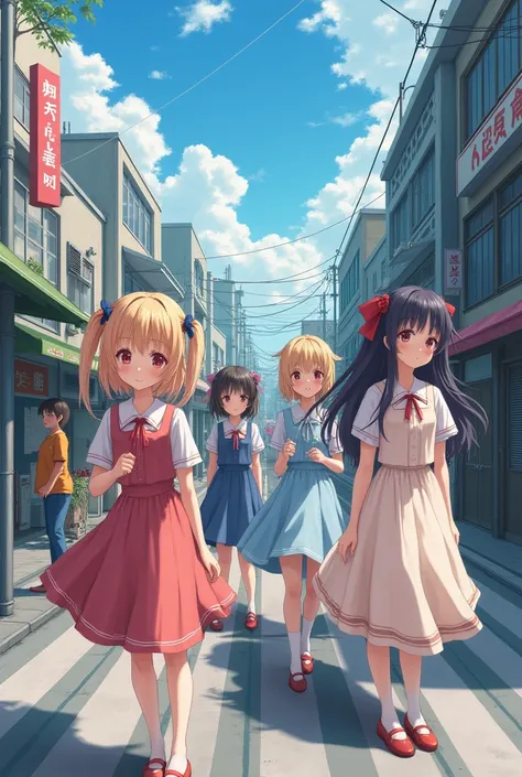 Girls 12  aesthetic anime super realistic masterpiece detailed best piece ever  cute in a street 
