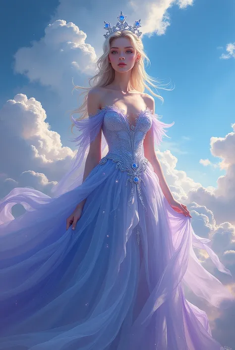   Beautiful queen in sky themed dress