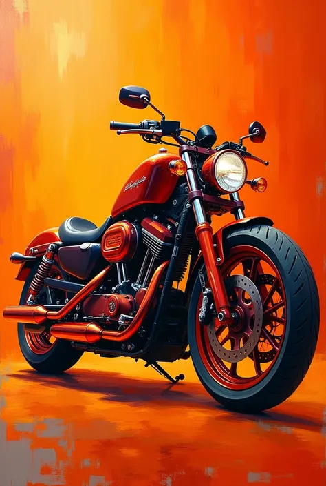 Motorcycle painting with orange colors 

