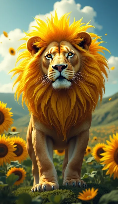 combine lion with sunflower