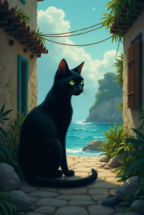 Title: The Nine Lives of Shadow

 Shadow, a sleek black cat with striking green eyes, has always had an air of mystery about him. Living in a quiet coastal town, he spends his days lounging on rooftops and slipping through alleys unnoticed. One day, he dis...