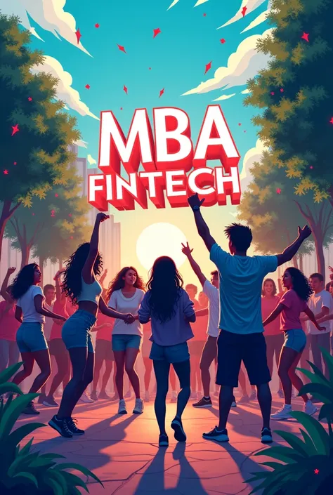 A. Universitys  freshers party Poster with a title of MBA FinTech with a flashmob