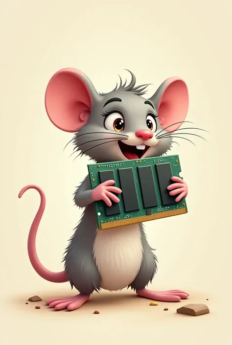 Rat with holding a comuter ram clipart 2D image