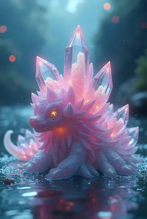 Cute crystal monster, Detailed 8k beautiful and bright，good quality water bubbling