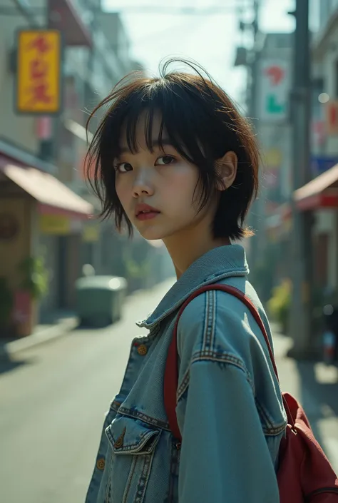 live-action、Real、Cute Japanese Idol、Depression、There is no Korean feature、Casual street fashion、Cinematic Light、Lomography 、Movie Camera、Mid-teens、Messy short hair、[athlete