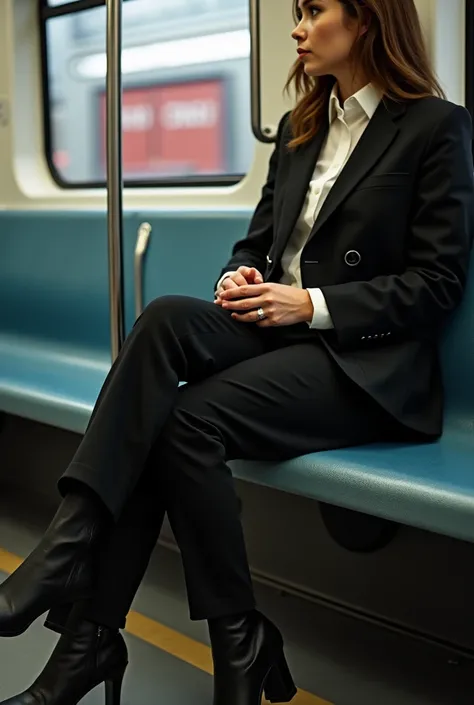 selfie jambes de femme assise dans un metro a rouen