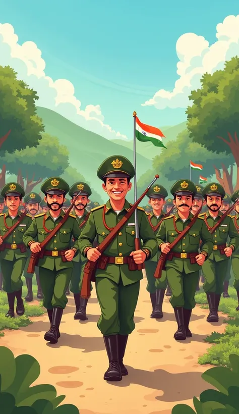 The Indian soldiers returned. cartoon, fhd, 8k,