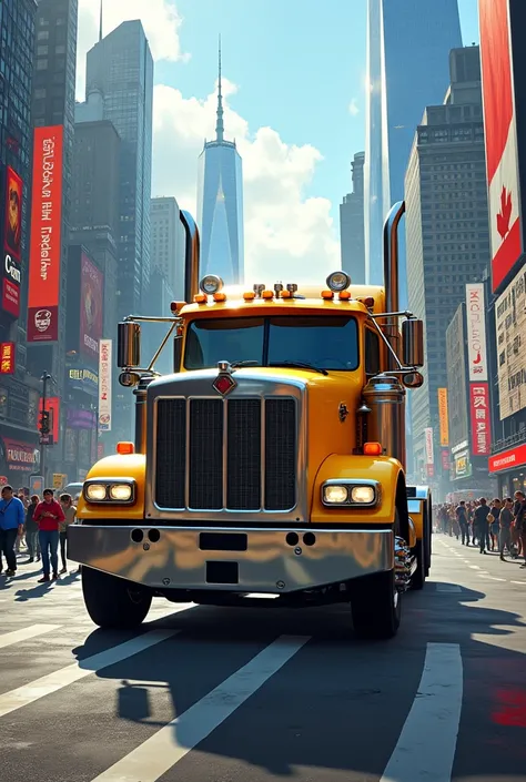 canadian truck in downtown yellow