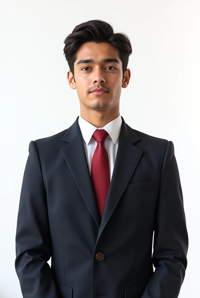 Afghanistan teenage male Student, Photoshoot, Wear Harvard University Uniform, Formal, White Background, Ultra HD, Detailed Face, Detailed Skin, Realistic, Detailed Hair