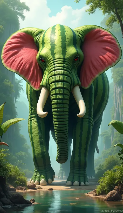 combine elephant with watermelon skin