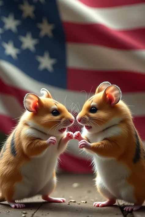 Hamster kombat on American flag background