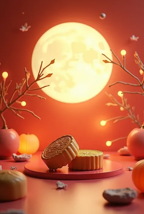 Design a modern and creative image for the Mooncake Festival with the exact wishes: ‘Wishing you a joyful and prosperous Mooncake Festival! Warm regards, Zoo Kim.’ Avoid using traditional, outdated lanterns. Instead, incorporate innovative and fresh design...