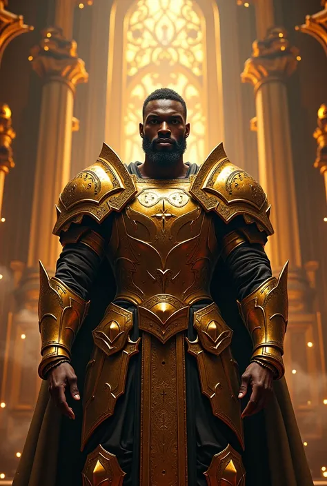 Black man in armor in the tabernacle of God