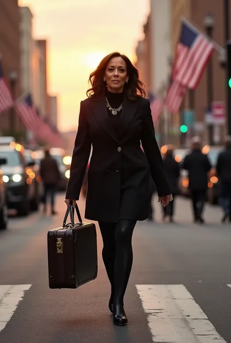 Kamala Harris 🥺😳🥰with two suitcases full of money floating through the streets in a panic runs very quickly through the streets of Washington DC from a nuclear explosion