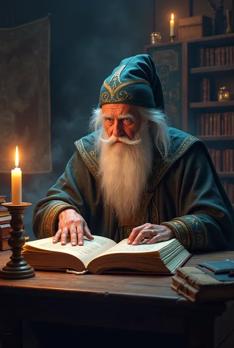 A wizard reading