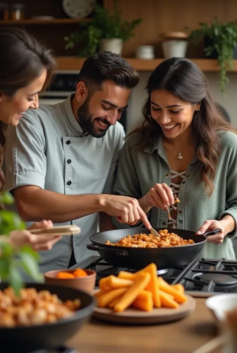 A 3 frends making take video 
Making chicken tikka 