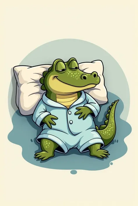 Logo dun aligator en pyjama qui dort sur un oreiller