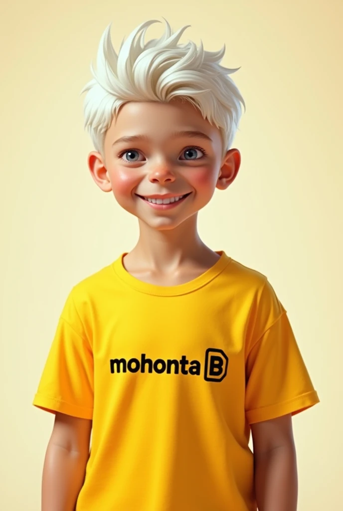 (photorealism:1.2), a  raper boy tishirt yellow colour and tishirt logo Mohonta B and hair colour in white and bode sleem 
