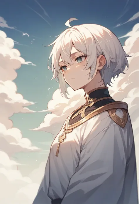 A brautiful Goddes, white hair, flow from the sky