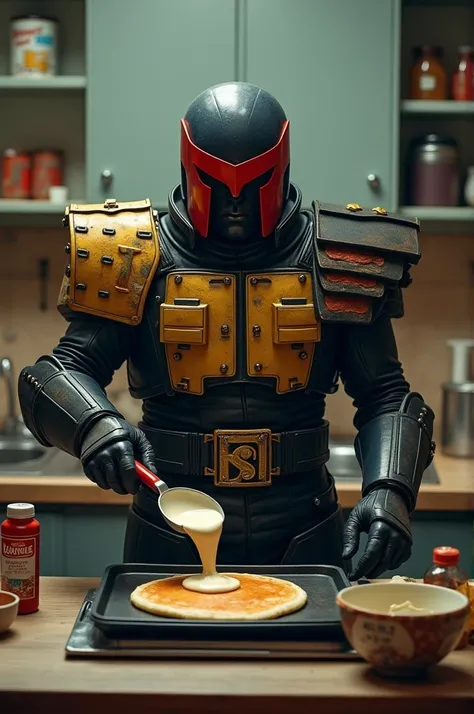 Judge Dredd making pan Cakes